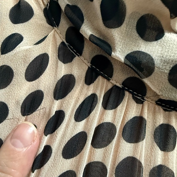 NWT Anthropologie Sleeveless Mini Dress in Pinkish/Tan and Black Polka Dots L - Picture 13 of 16